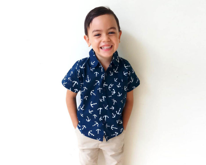 Boy Button Up Shirt - Anchor - Tiny Tots Kids