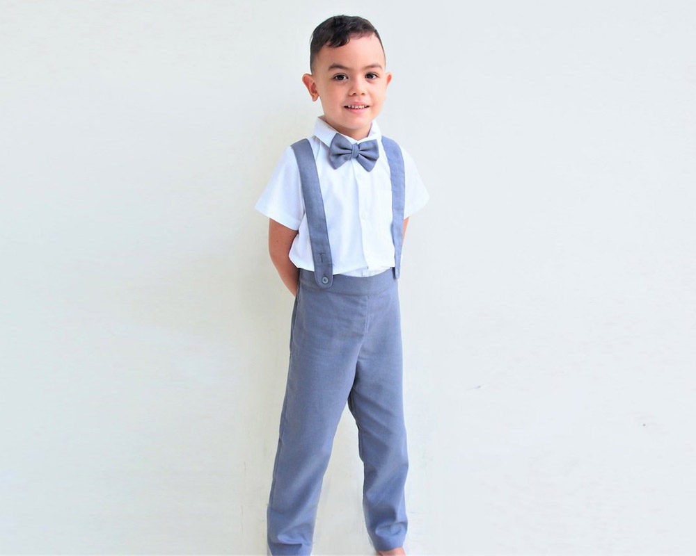 Maroon with Grey Printed Suspender Style Pant Shirt Set for Boys with –  Seasons Chennai