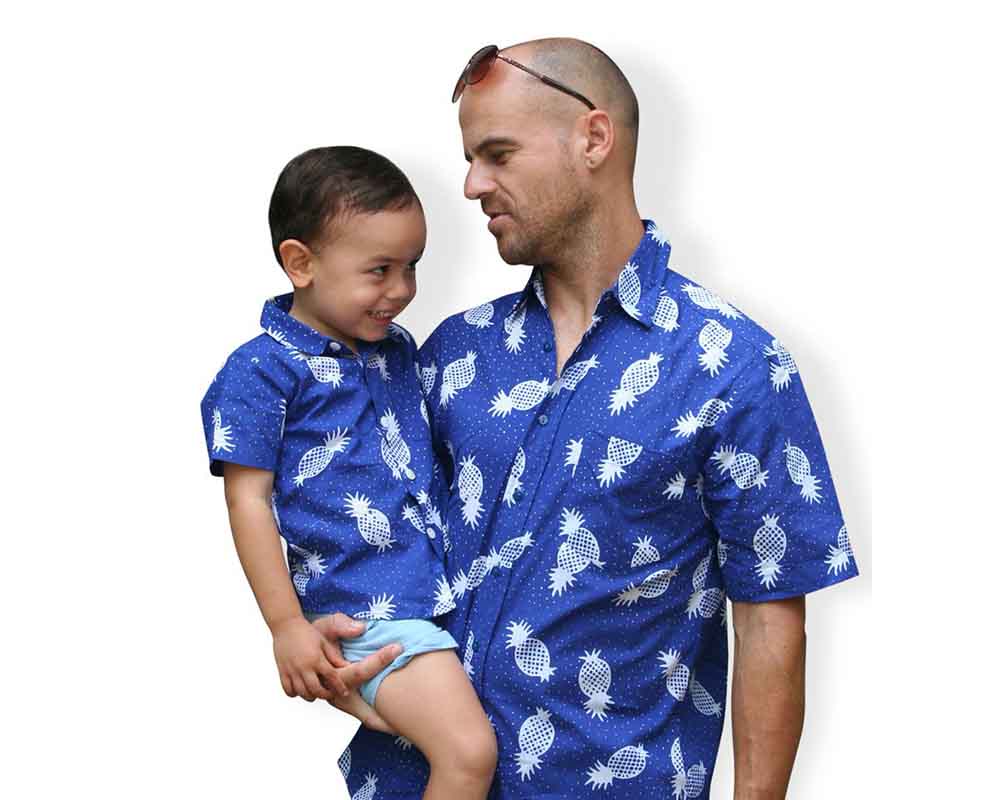 Father & Son Matching Shirts – Blue Pineapple - Tiny Tots Kids