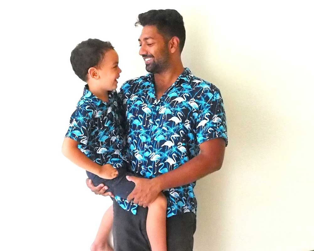Father & Son Matching Shirts – Dark Flamingo - Tiny Tots Kids