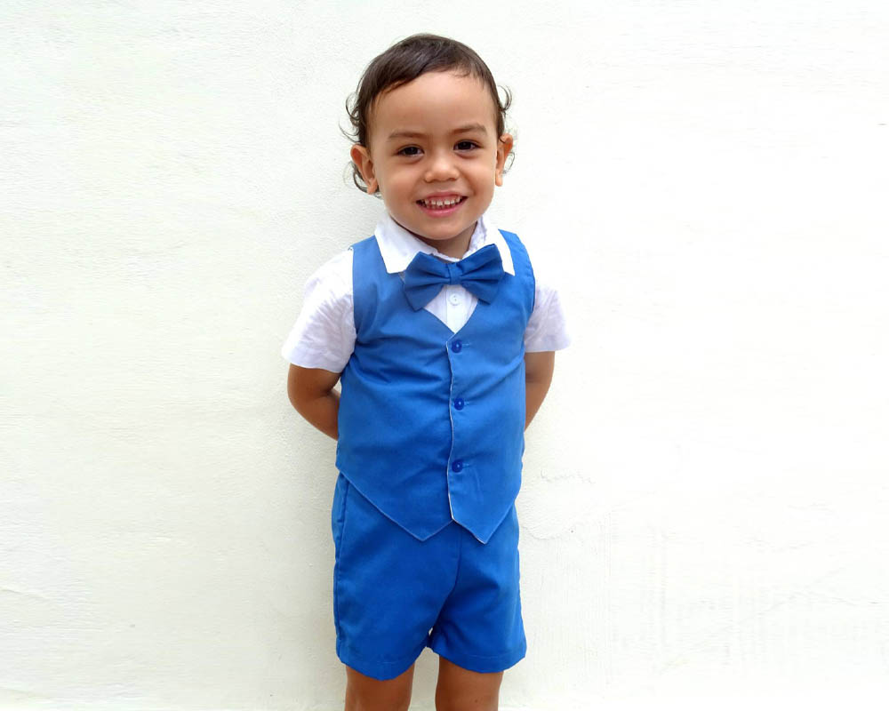 Boy 4 Piece Linen Outfit - Royal Blue - Tiny Tots Kids