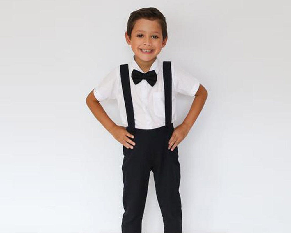 CLOTHERA Suspender and Bow Tie Set for Kids above 5 to 15 yrs - Black :  Amazon.in: Fashion