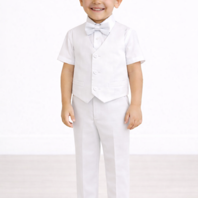 Boy 4 Piece Linen Suit - White