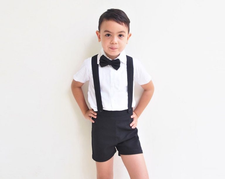 Boy Suspender Shorts - Black - Tiny Tots Kids