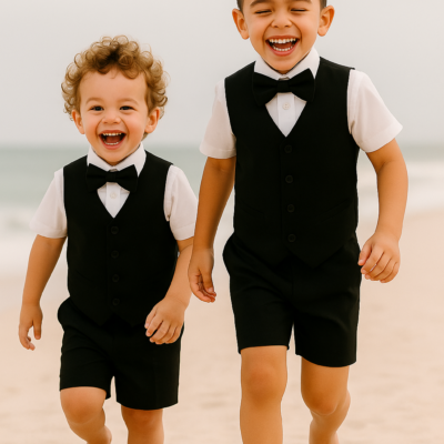 Boy 4 Piece Linen Outfit - Black