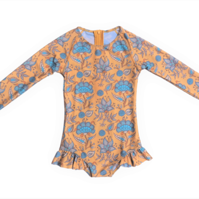 Long Sleeve Swimsuit - Yellow Floral