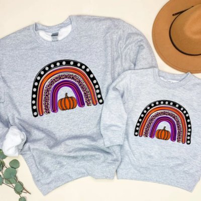 Matching Halloween Sweatshirts – Rainbow Pumpkin