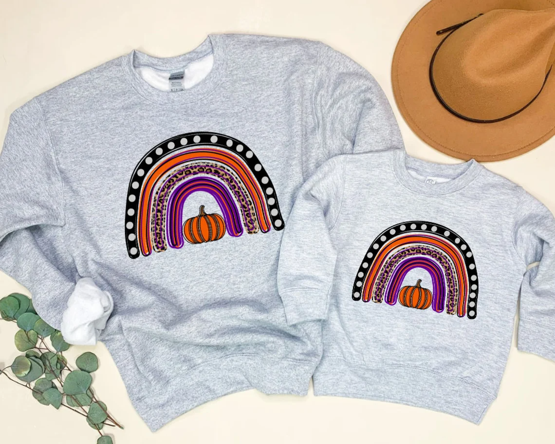 Matching Halloween Sweatshirts – Rainbow Pumpkin