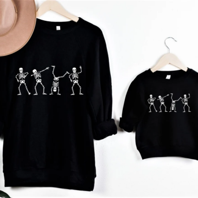 Matching Halloween Sweatshirts - Dancing Skeleton