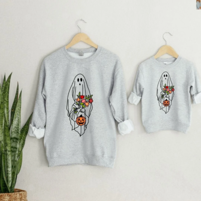 Mommy & Me Halloween Sweatshirts – Flower Ghost