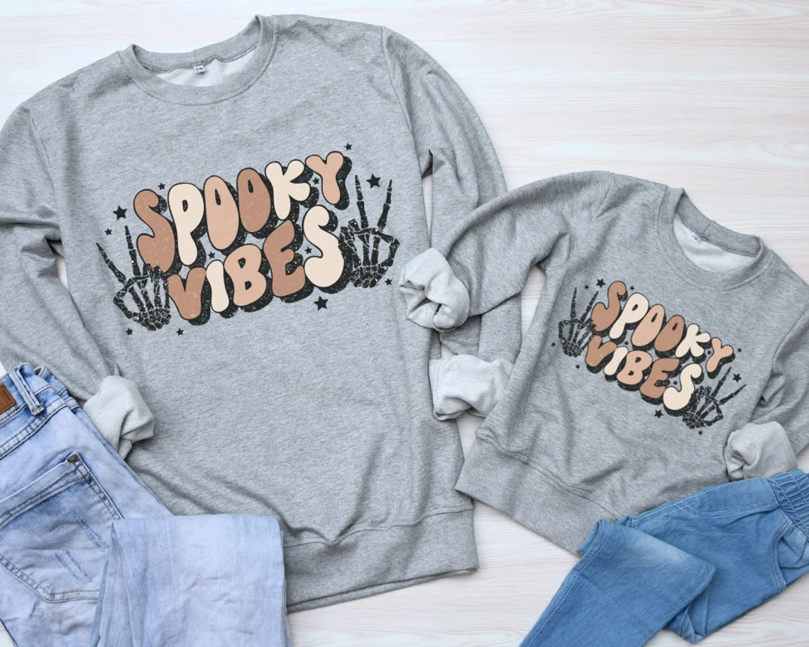 Matching Halloween Sweatshirts –Spooky Vibes