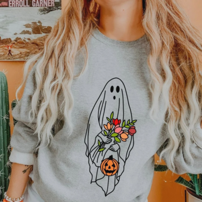 Mommy & Me Halloween Sweatshirts – Flower Ghost