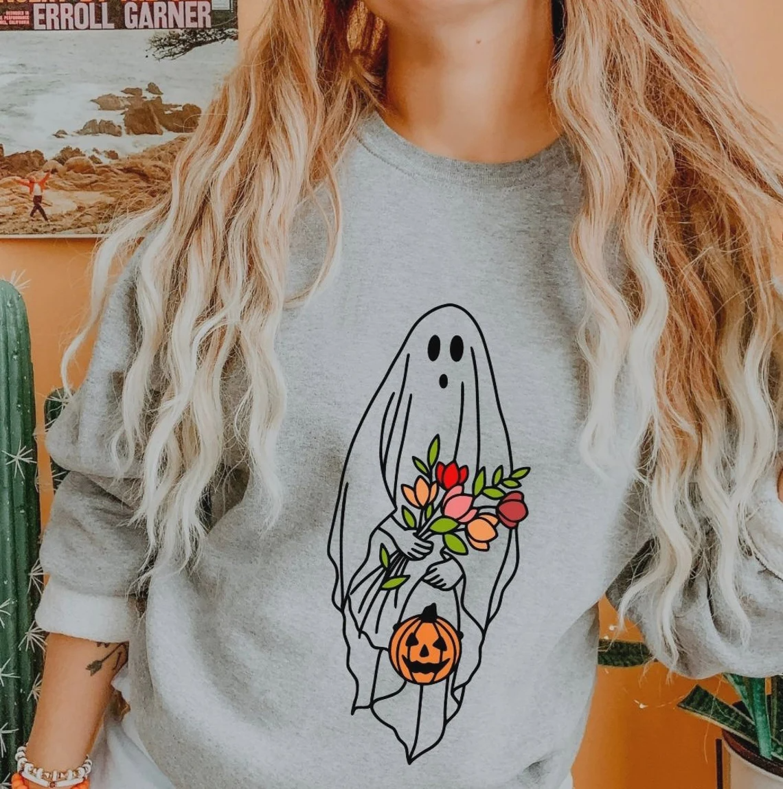 Mommy & Me Halloween Sweatshirts – Flower Ghost