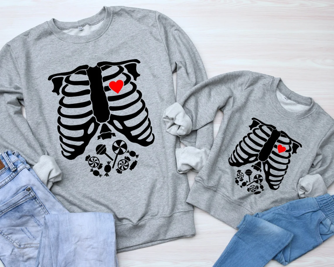 Matching Halloween Sweatshirts – Skeleton
