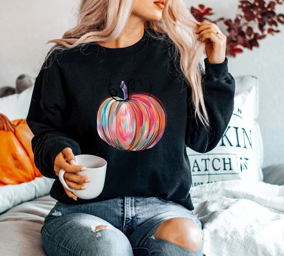 Mommy & Me Halloween Sweatshirts – Watercolor Pumpkin