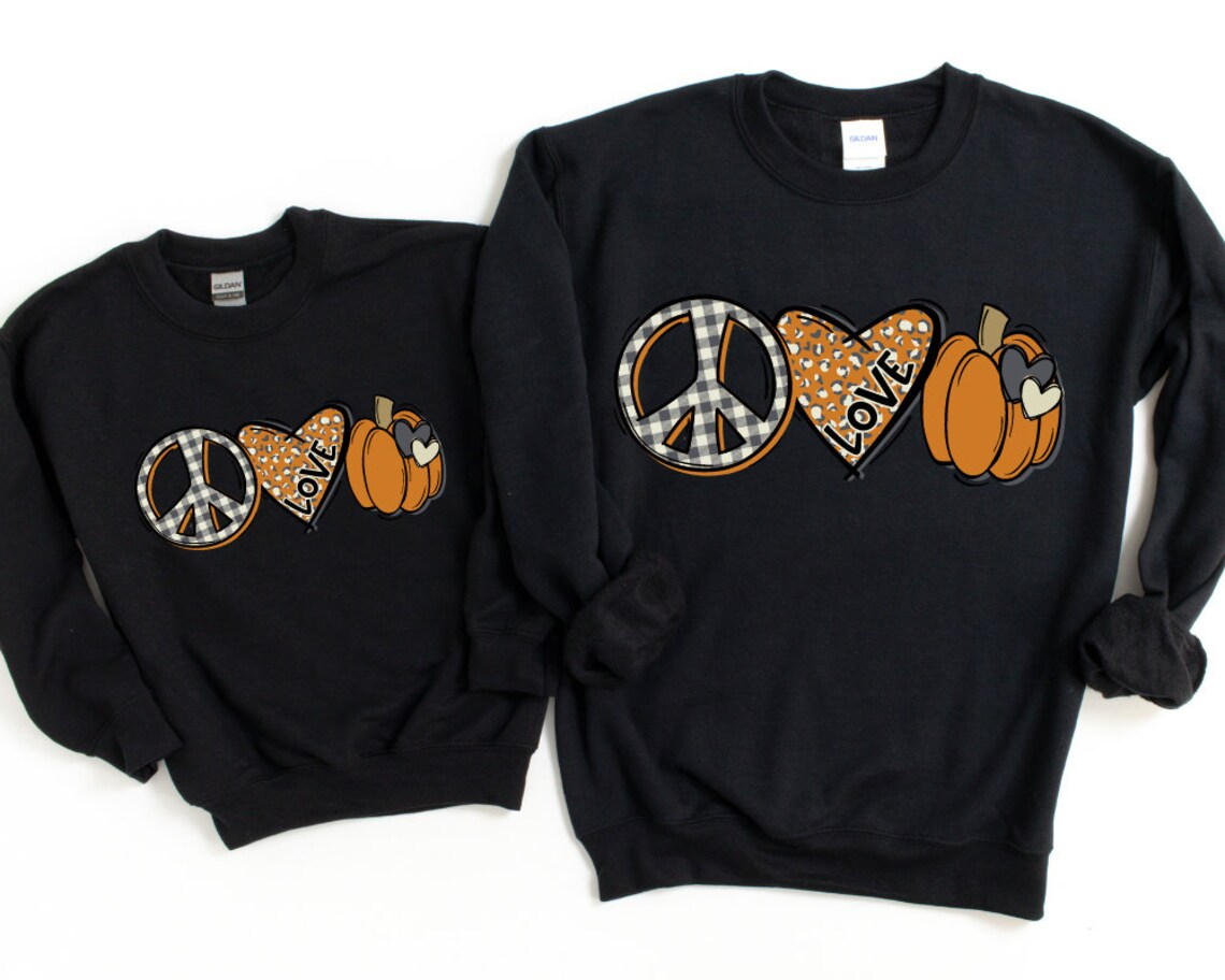 Mommy & Me Fall Sweatshirts – Pumpkin Black