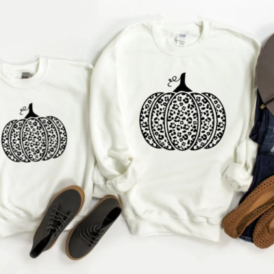 Mommy & Me Halloween Sweatshirts – Pumpkin Leopard