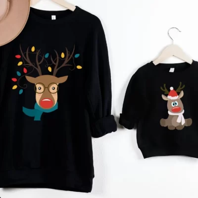 Matching Christmas Sweatshirts – Reindeer Black
