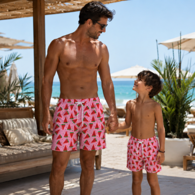Father and Son Swim Swim Shorts - Red Watermelon