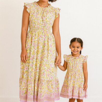Mother & Daughter Matching Dress - Yellow Floral