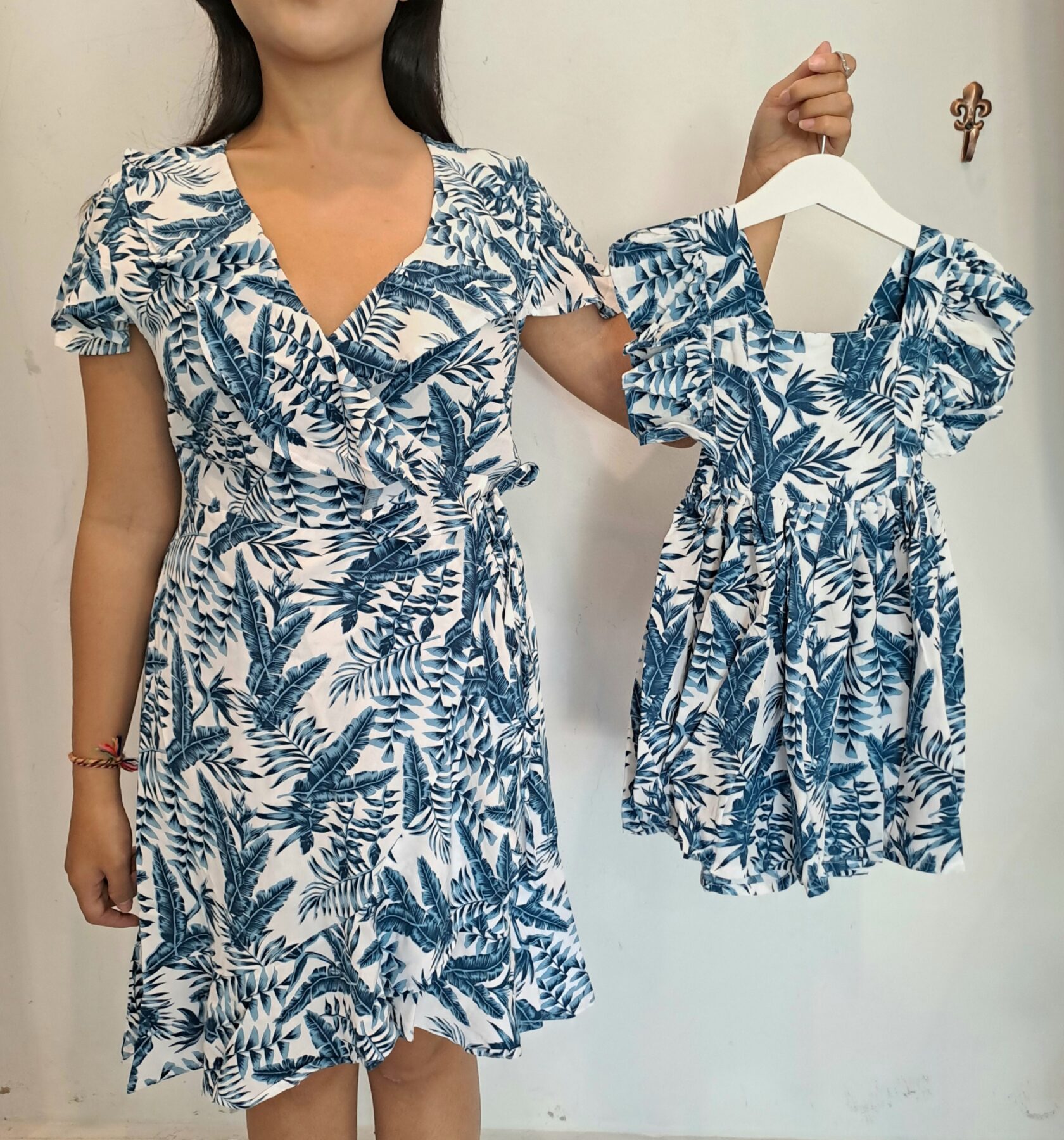 Mommy & Me Dresses - Blue leaf - Tiny Tots Kids