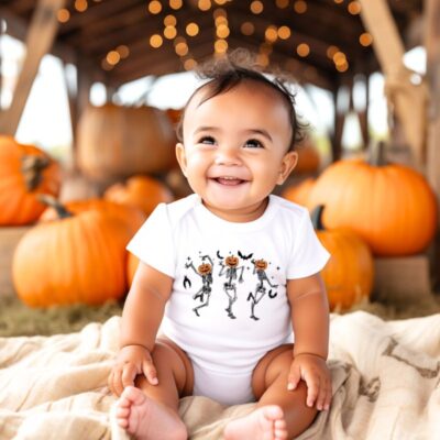 Kids Halloween T-Shirt - Dancing Pumpkin Skeleton