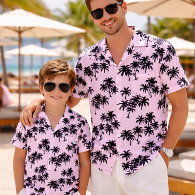 Camisas a juego padre e hijo - Pink Palm