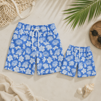 Daddy & Me Swim Shorts - Blue Hawaiian