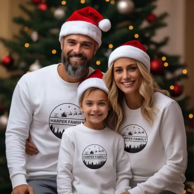 Matching Family Christmas Sweatshirts – Santa Sleigh