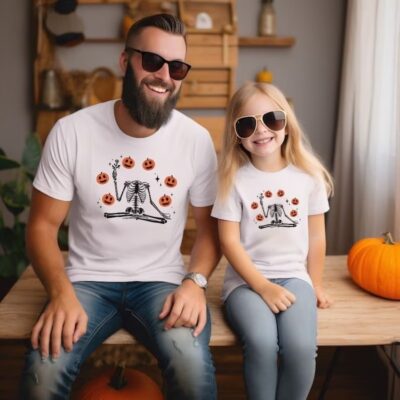 Daddy & Me Halloween T-Shirts – Skeleton Heads