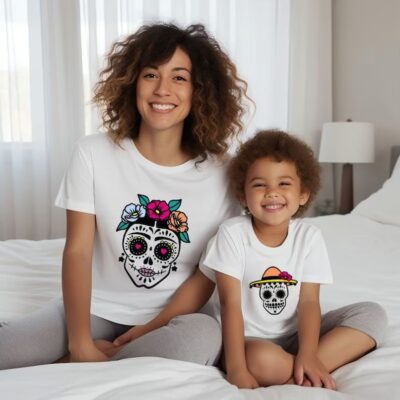 Mommy & Me Halloween T-shirt - Mama Skull