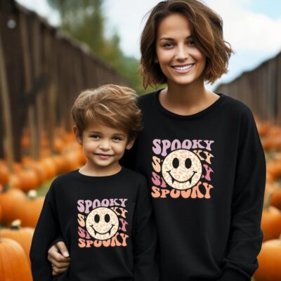 Mommy & Me Halloween Sweatshirts - Spooky Smiley