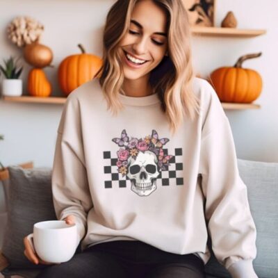 Unisex Halloween Sweatshirts - Women Skull