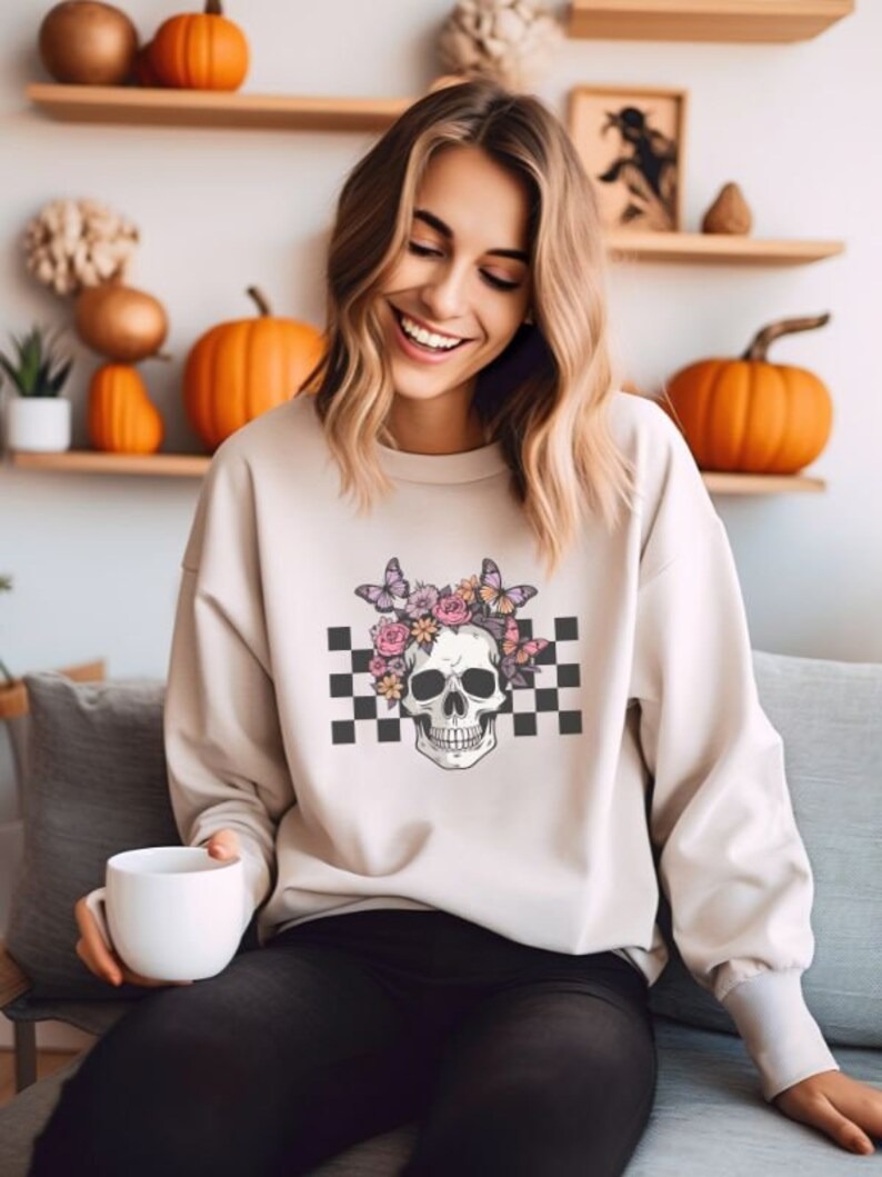 Unisex Halloween Sweatshirts - Women Skull