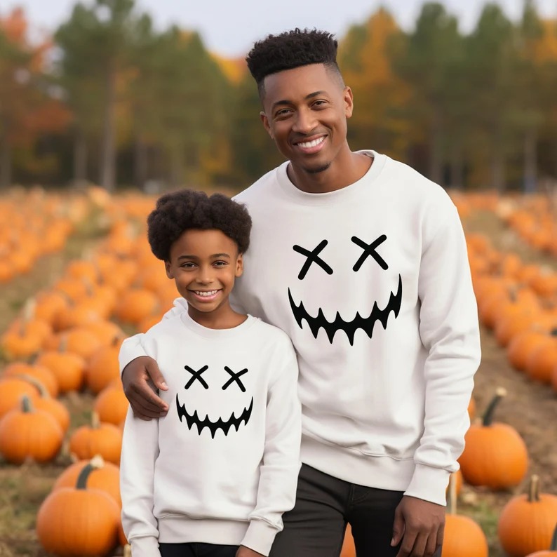 Daddy & Me Halloween Sweatshirts - Scary Face
