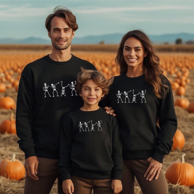Matching Family Halloween Sweatshirts - Dancing Skeletons