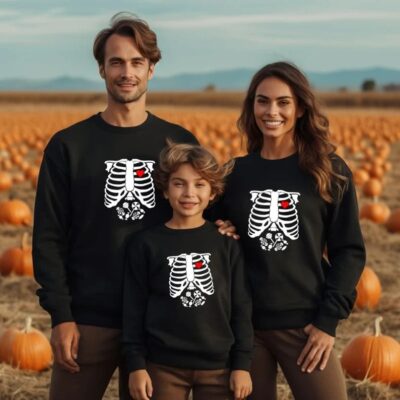 Family Halloween Sweatshirts - Skeleton Heart