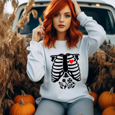 Unisex Halloween Sweatshirts – Skeleton Heart