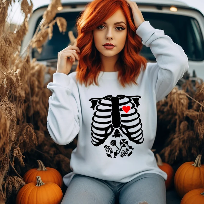 Unisex Halloween Sweatshirts – Skeleton Heart