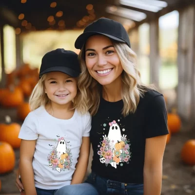 Mommy & Me Halloween T-shirt - Flower Ghost