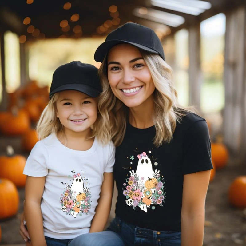 Mommy & Me Halloween T-shirt - Flower Ghost