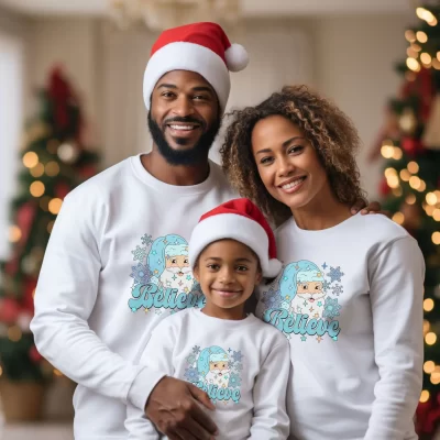 Matching Family Christmas Sweatshirts – Believe