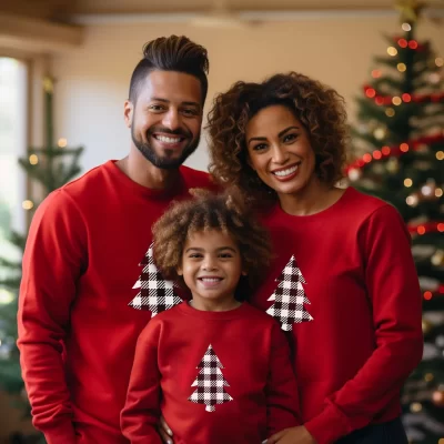 Matching Family Christmas Sweatshirts – Plaid Christmas Tree