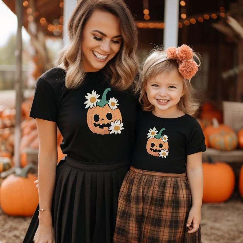 Mommy & Me Halloween T-Shirts – Pumpkin Daisy