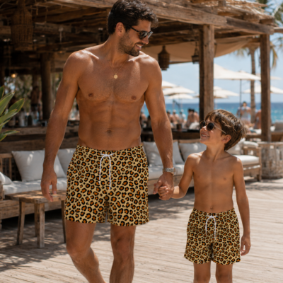 Daddy and Me Matching Swim Shorts - Leopard Print