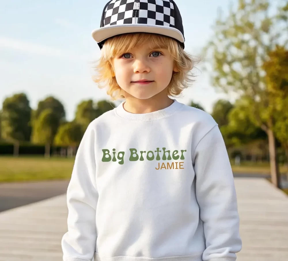 Personalized Sibling Sweatshirt – Green Big Brother - Image 6