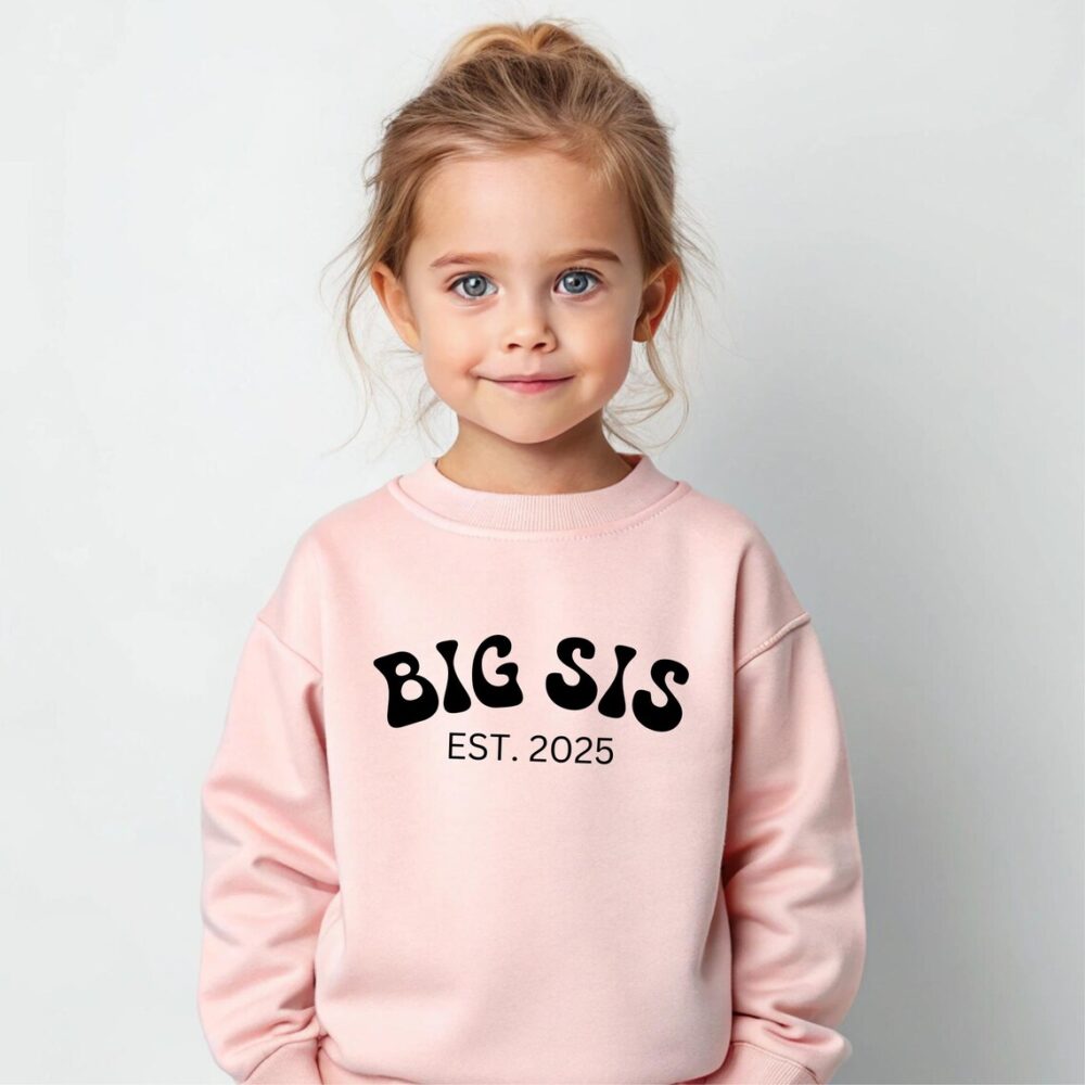 Personalized Sibling Sweatshirt – Black EST.2025 Big Sis