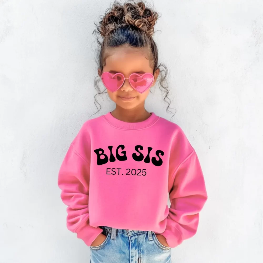 Personalized Sibling Sweatshirt – Black EST.2025 Big Sis - Image 5