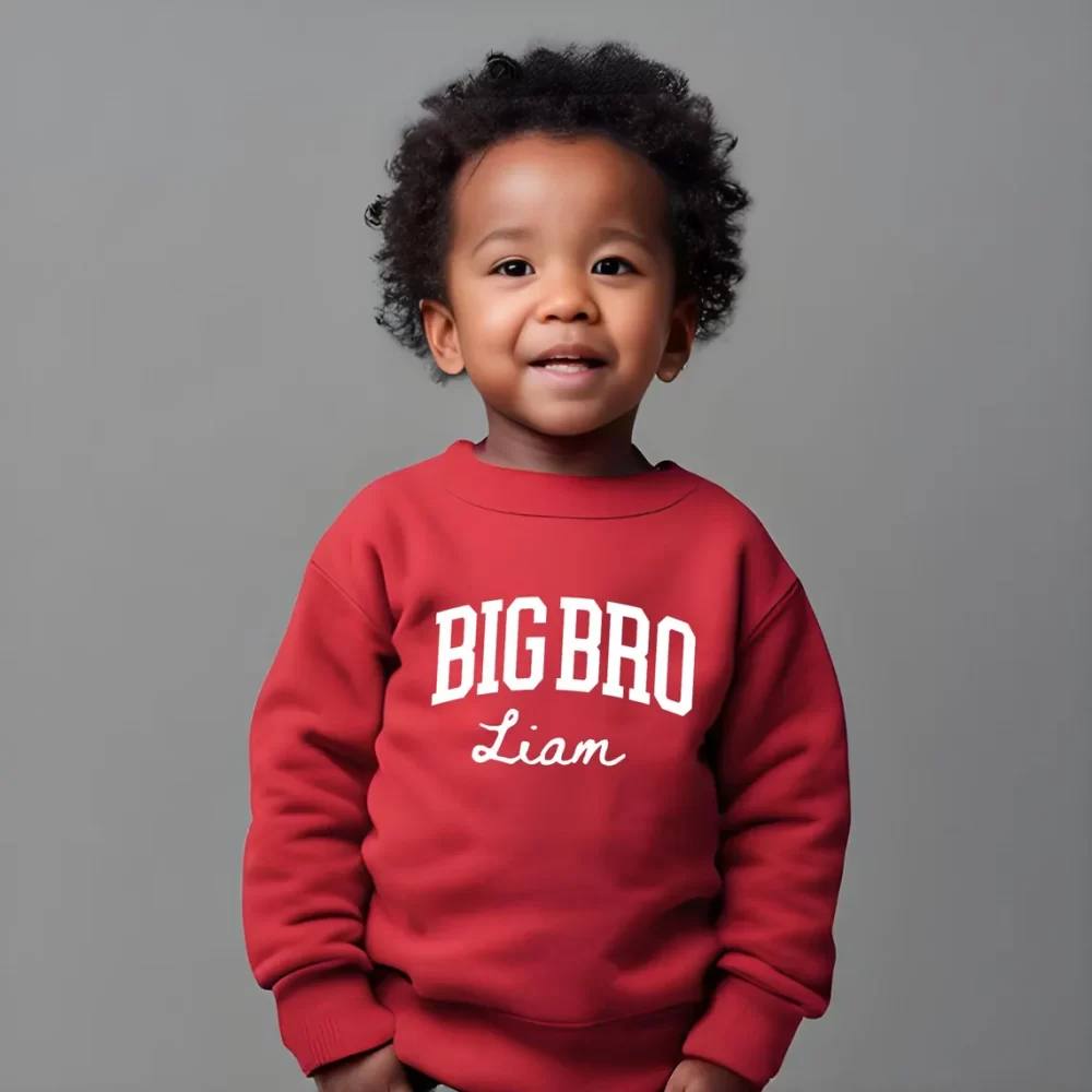 Personalized Sibling Sweatshirt – BIG BRO White name