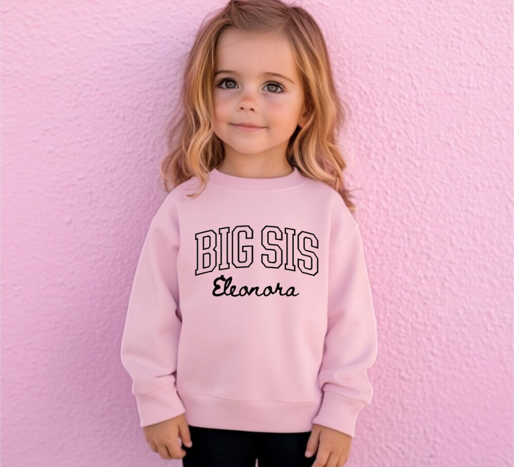 Personalized Sibling Sweatshirt – Black White Big Sis